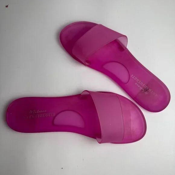 Anthropologie Matisse Jelly Slides Sandals Pink Size 9 Beach Pool Vacation - Picture 3 of 10